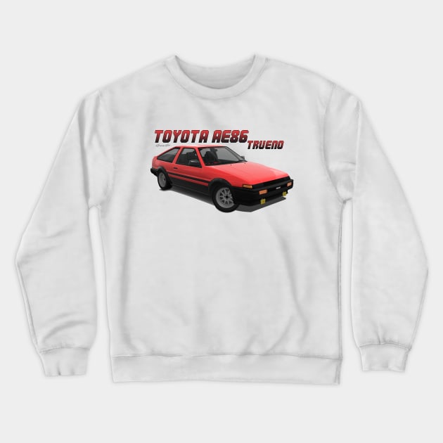 Toyota AE86 Sprinter Trueno Red Crewneck Sweatshirt by PjesusArt